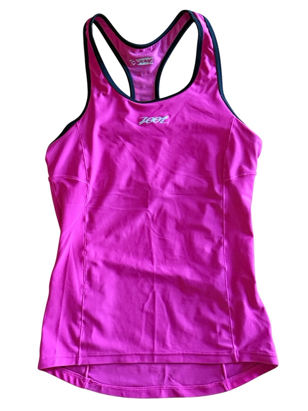ZOOT SPORTS WOMENS PERFORMANCE BRIGHT PINK TRI RACERBACK TANK TOP W/BRA MEDIUM